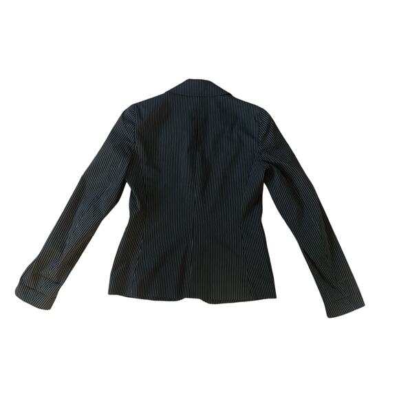 Women 4 Theory Boothe Two-Button Black Pinstripe Blazer Suit Jacket Classic - Picture 3 of 6
